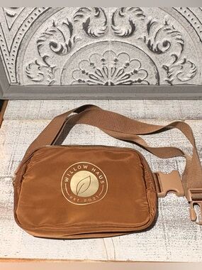 Willow Haus /Tan Belt Bag with Gold Logo.